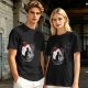 Olive T-Shirt with Japanese Style Cat and Red Sun Art Print