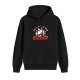 Black hoodie with cute serial killer bunny graphic and text