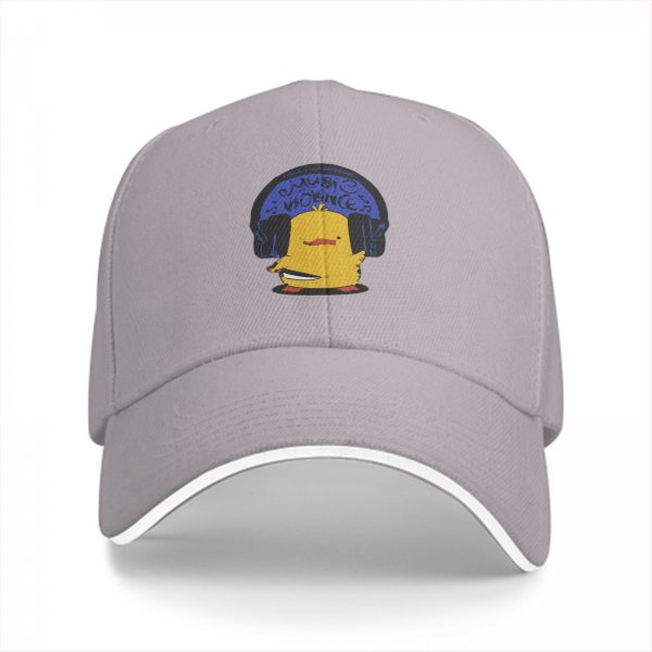 Black Baseball Cap With Cute Yellow Duck Wearing Headphones Graphic