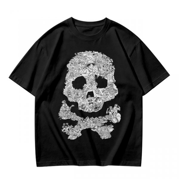 Olive T-shirt with Detailed Skull and Crossbones Graphic