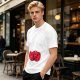 Olive green t-shirt with cute hugging red beans graphic