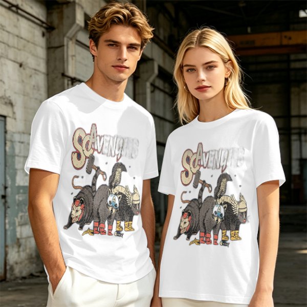 Olive Green T-Shirt With Superhero Animal Squad Graphic Print