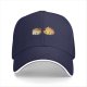 Black baseball cap with cute roasted marshmallow and fire graphic