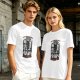 Olive t-shirt with cat kitchen graphic and 'Return to bed human' text