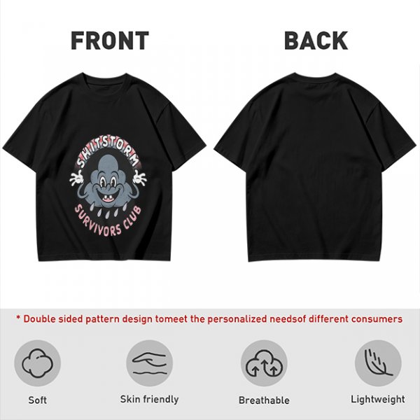 Olive Graphic T-Shirt with Shitstorm Survivors Club Cartoon Print