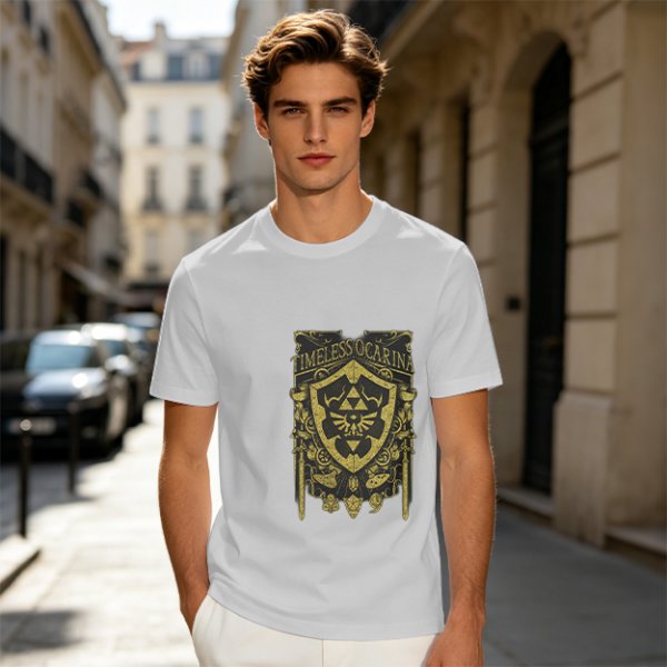 Timeless Ocarina Zelda Shield Graphic Olive T-Shirt