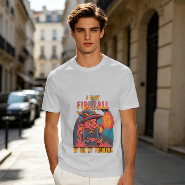 I Cast Fireball At All My Problems Dragon Wizard T-Shirt