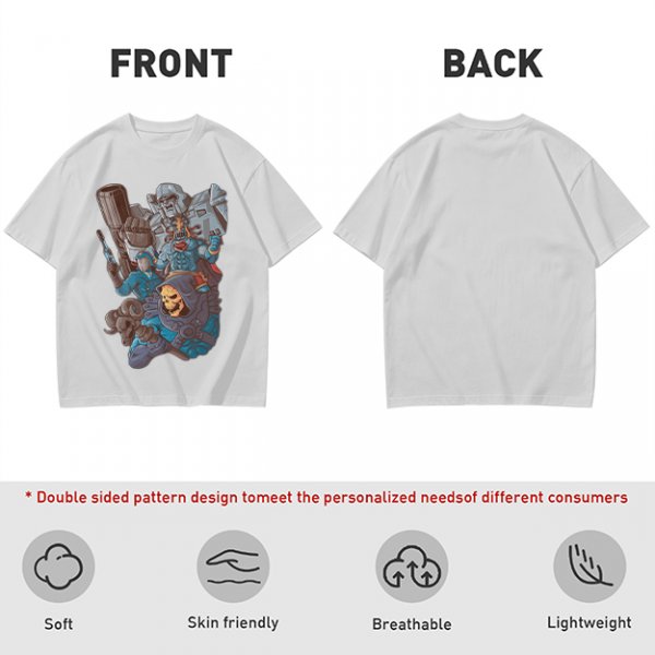 Olive T-shirt with 80s villain cartoon characters print