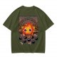 Olive t-shirt with Calcifer and soot sprites graphic print