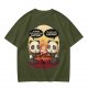 Olive t-shirt with pandas debating life beyond eating and sleeping