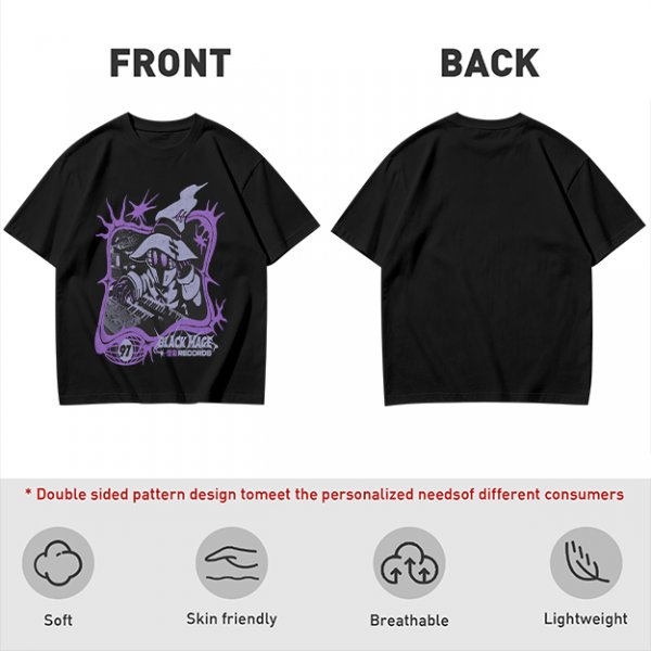 Olive Graphic T-Shirt with Black Mage Records Wizard Artwork