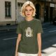 Olive Green T-Shirt With Cute Totoro And Leaf Print