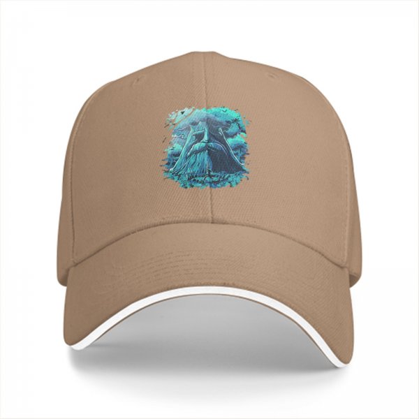 Black Baseball Cap With Turquoise Ancient Wise Man Face Art Print