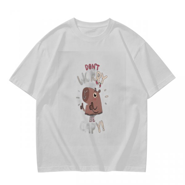 Olive Green T-Shirt With Don't Worry Cute Capybara Graphic