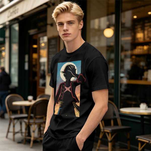 Olive Anime Character Silhouette Graphic T-Shirt