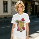 Olive Green T-Shirt With Waving Christmas Cat Graphic