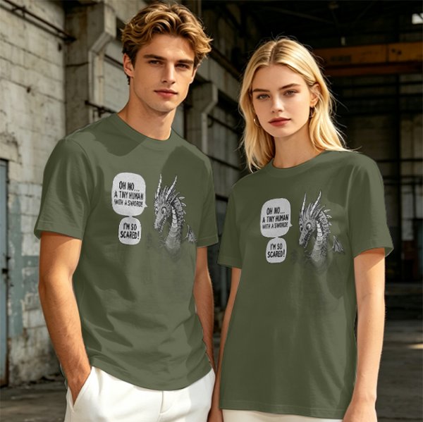 Olive Dragon Funny Sword Joke Graphic T-Shirt