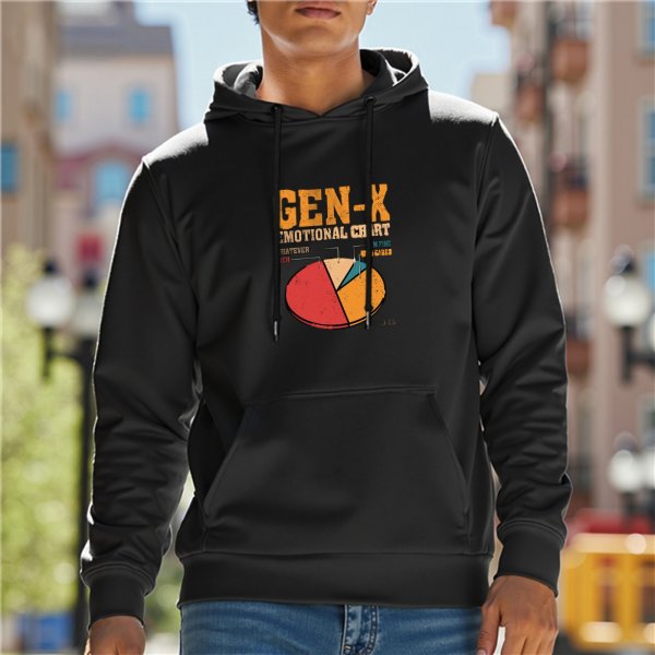 Gen X Emotional Chart Hoodie with Retro Pie Graph Design
