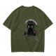 Olive t-shirt with black cat 'In My Defense I Was Under Catnip' print