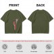 Oversized Olive T-Shirt With Mechanical Hand Holding Gun Graphic