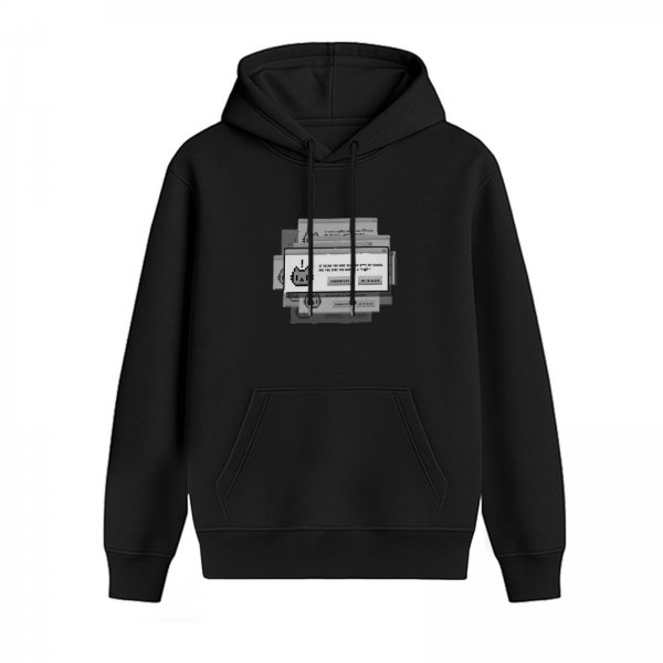 Black hoodie with retro computer error window graphic print