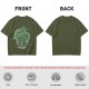 Olive T-shirt with Green Dragon and Samurai Warrior Graphic
