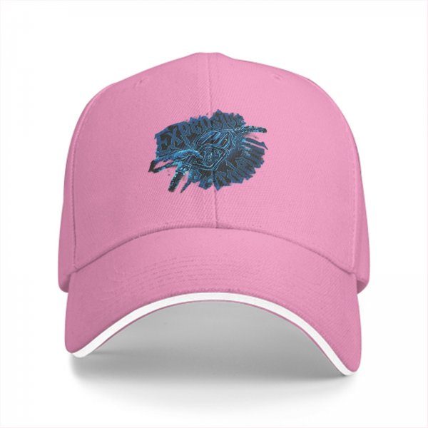 Black Baseball Cap With Blue Graphic Print Design