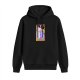 Black Hoodie With Funny Cat Tarot Card Print Design