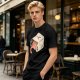 Olive T-Shirt With Whimsical Cat Mug Graphic Print