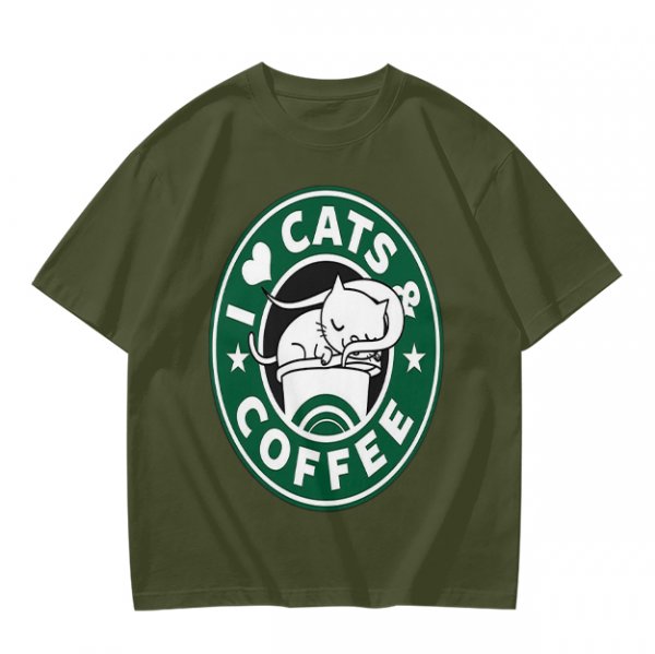 I Love Cats And Coffee Graphic T-Shirt