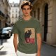 Olive t-shirt with vintage black dragon print design