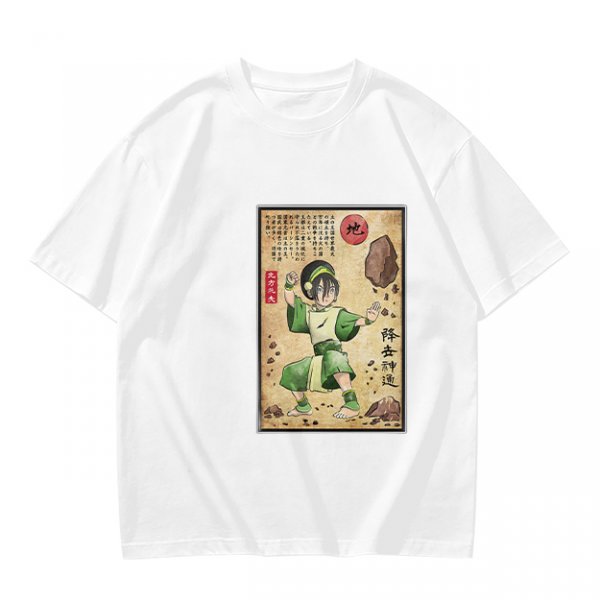 Olive T-shirt with Earthbender Character Vintage Art Print