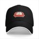 Black baseball cap with cute ghost unicorns sitting on red couch print
