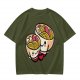 Olive T-Shirt With Cute Hugging Ramen Bowl Couple Print