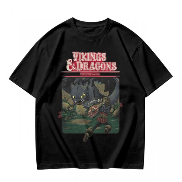Vikings and Dragons T-Shirt with Fantasy Dragon Graphic