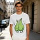 Olive Green T-Shirt With Two Cartoon Pears In Love Graphic