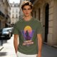 Olive green retro sunset graphic t-shirt with Hero of Time print