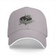 Black baseball cap with skeleton relaxing in coffee cup graphic