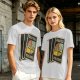Olive T-Shirt with Retro Uno Wild Draw Four Card Graphic
