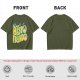 Olive graphic t-shirt with 'MY BESTO FRIENDO' anime character print