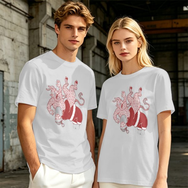 Olive T-Shirt With Krampus And Santa Graphic Print