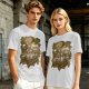 Olive T-Shirt with Fantasy Character Group Graphic Print
