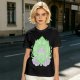 Olive Green T-Shirt With Leaf Shaped Tamagotchi Totoro Print
