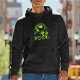 Black Hoodie With Green Witch And Halloween Skull Pumpkin Artwork