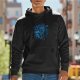 Black Hoodie With Blue Graphic Print Design