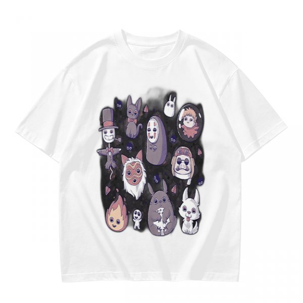Olive T-Shirt With Cute Studio Ghibli Character Print