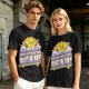 Olive graphic t-shirt with 'Someday We'll All Be Dead!' star and rainbow print