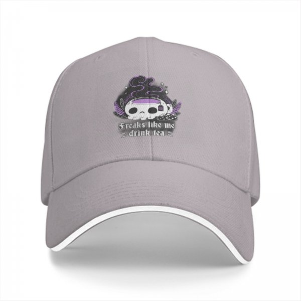 Freaks Like Me Drink Tea Skull Graphic Black Baseball Cap