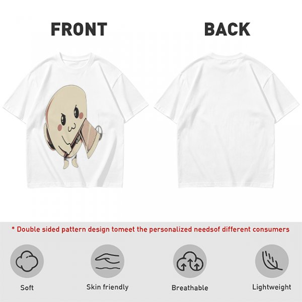 Olive T-Shirt With Cute Angry Ghost Holding Axe Graphic