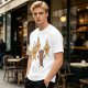 Olive T-Shirt With Cartoon Pineapples And Brown Character Graphic